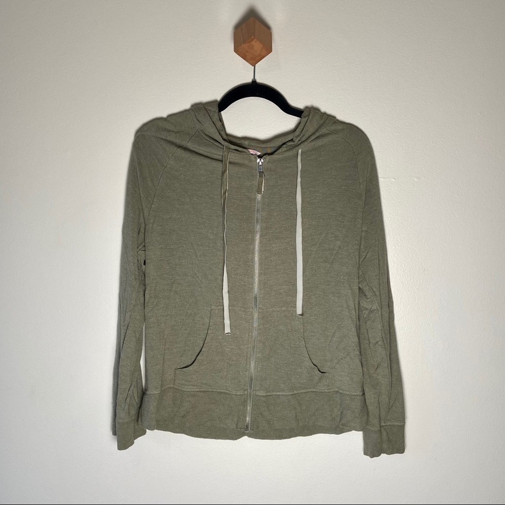 Victoria's Secret Full Zip Hoodie Drawstring Green